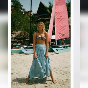 NWT O'Neill Marnie Solid Midi Skirt Chambray Blue Flowy Small